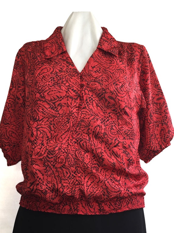 1980s Silk Jacquard Blouse - image 2