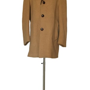 1980s Pendleton 100% Pure Virgin Wool Men's Coat Shearling Collar Car Coat Camel Tan Coat NOT Synthetic image 3
