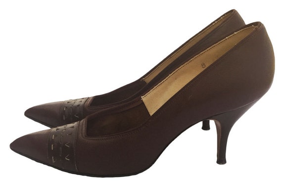 1950s Stylepride Brown Pointy Toe Pump - image 1