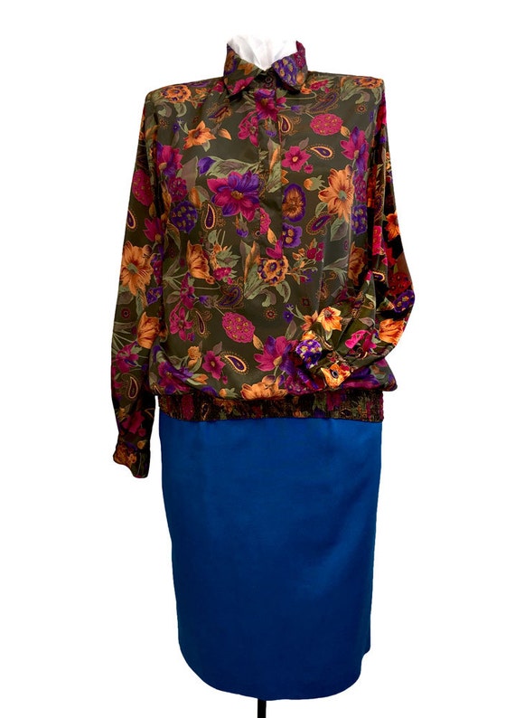 1980s Beautiful Autumnal Paisley Print Blouse