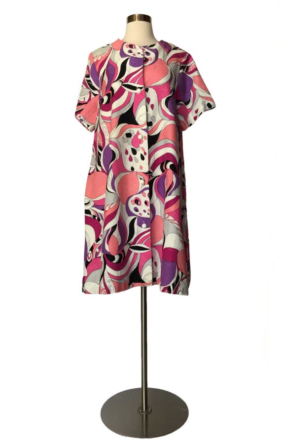 1960s Smart Time Go-Go Mod Mini Dress Psychedelic 