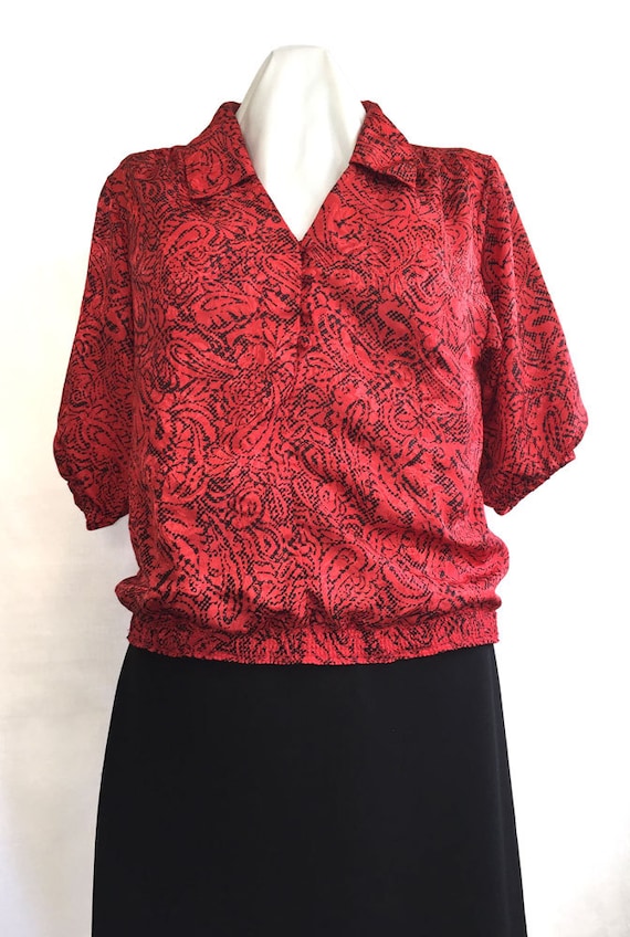 1980s Silk Jacquard Blouse - image 1