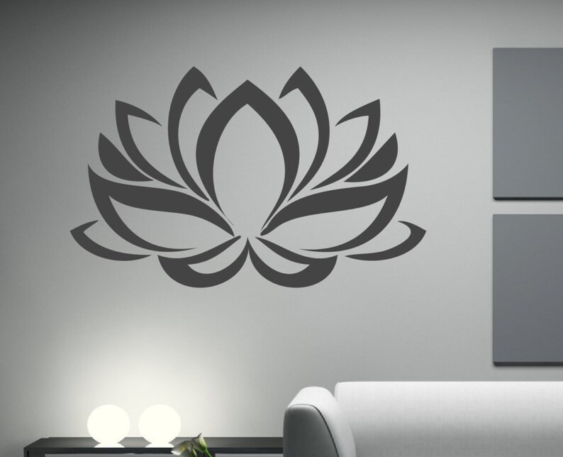 Lotus Flower Wall Decor Decal Vinyl Sticker Wall Mural Art Etsy