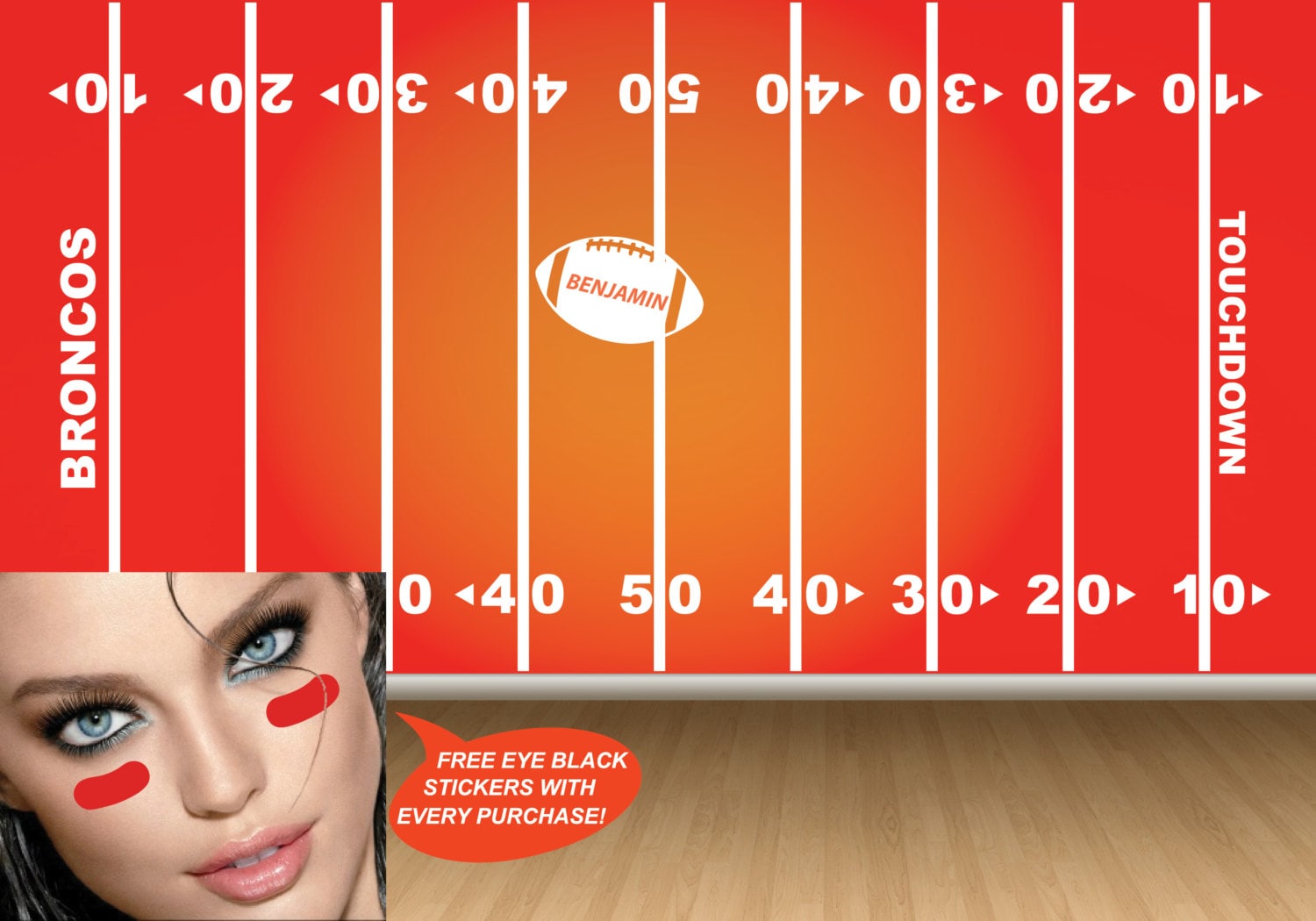 Custom Personalized Football Field Yard line Touchdown | Etsy