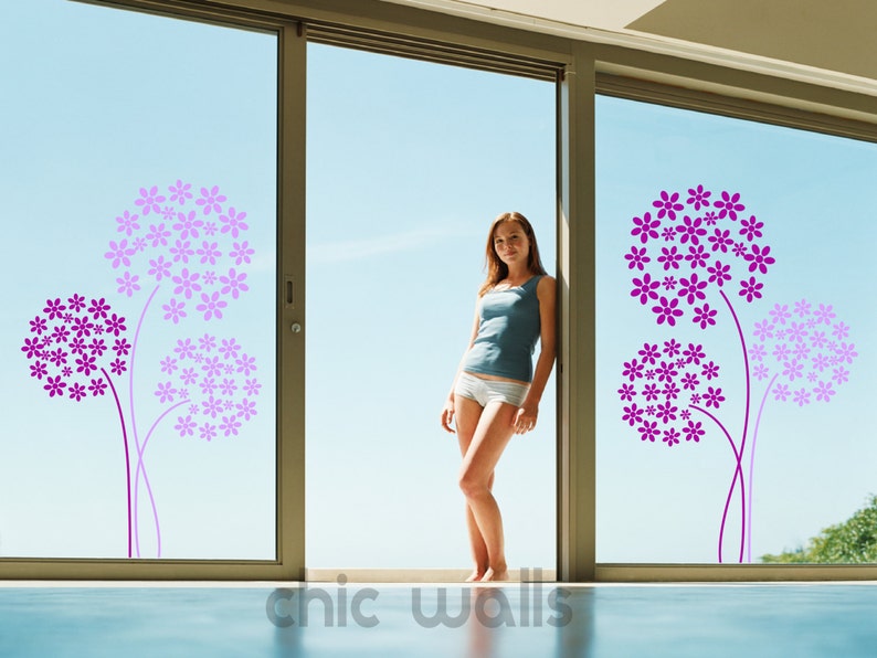 Hydrangea Art Deco Flower Silhouette Wall Window Glass Art Decor Decal Vinyl Sticker Home Decor