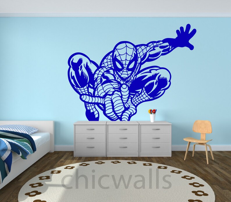 Spiderman Silhouette Removable Wall Art Decor Decal Vinyl Etsy