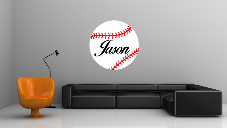 Baseball with custom name removable wall art decor decal sticker home nursery decor