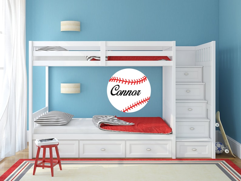 Baseball with custom name removable wall art decor decal sticker home nursery decor