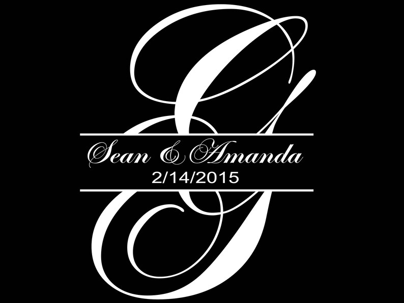 Wedding Custom Monogram Bride & Groom Name Date Digital Etsy