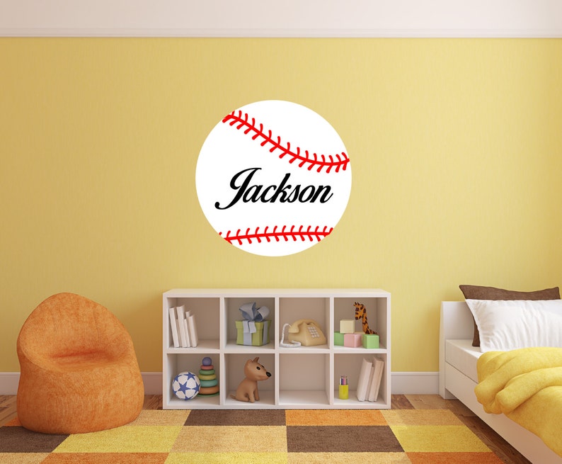 Baseball with custom name removable wall art decor decal sticker home nursery decor