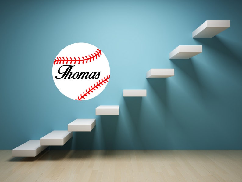 Baseball with custom name removable wall art decor decal sticker home nursery decor