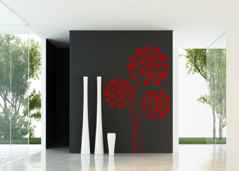 Hydrangea Art Deco Flower Silhouette Wall Window Glass Art Decor Decal Vinyl Sticker Home Decor