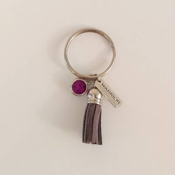 Pineal Gland Cystic Tumor Awareness charm key chain purple grey awareness keychain pgct go grey