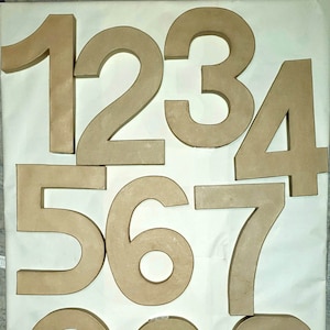 Big Cardboard Numbers 12&quot; High - Choose from 0 1 2 3 4 5 6 7 8 9 - These Paper Mache Numbers are a full foot tall!