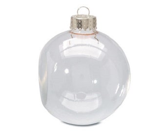 Set of 6 Clear Glass Flat Sided Ornaments -2.6 inches - Fillable, great for crafts!