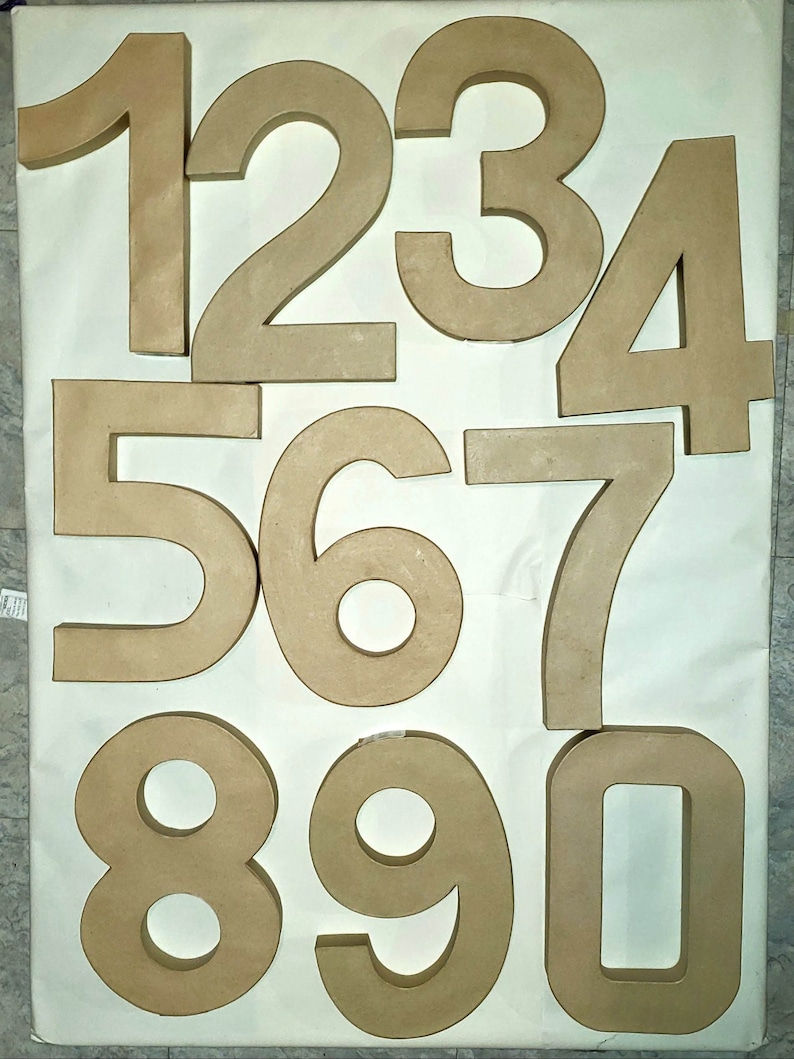 Big Cardboard Numbers 12 High Choose from 0 1 2 3 4 5 6 7 8 9 These Paper Mache Numbers are a full foot tall image 1