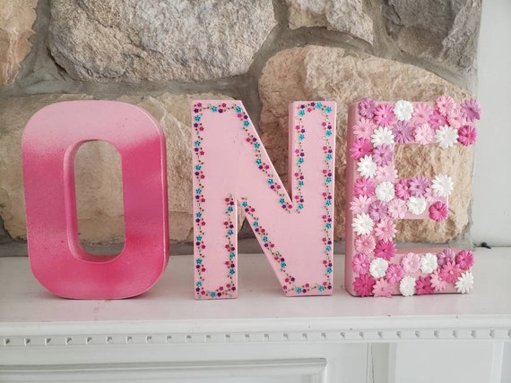 ONE Sign for First Birthday Decor, Freestanding Letters for 1st
