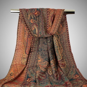 Boho Paisley Pashmina Scarf | Lightweight Earth-tone Travel