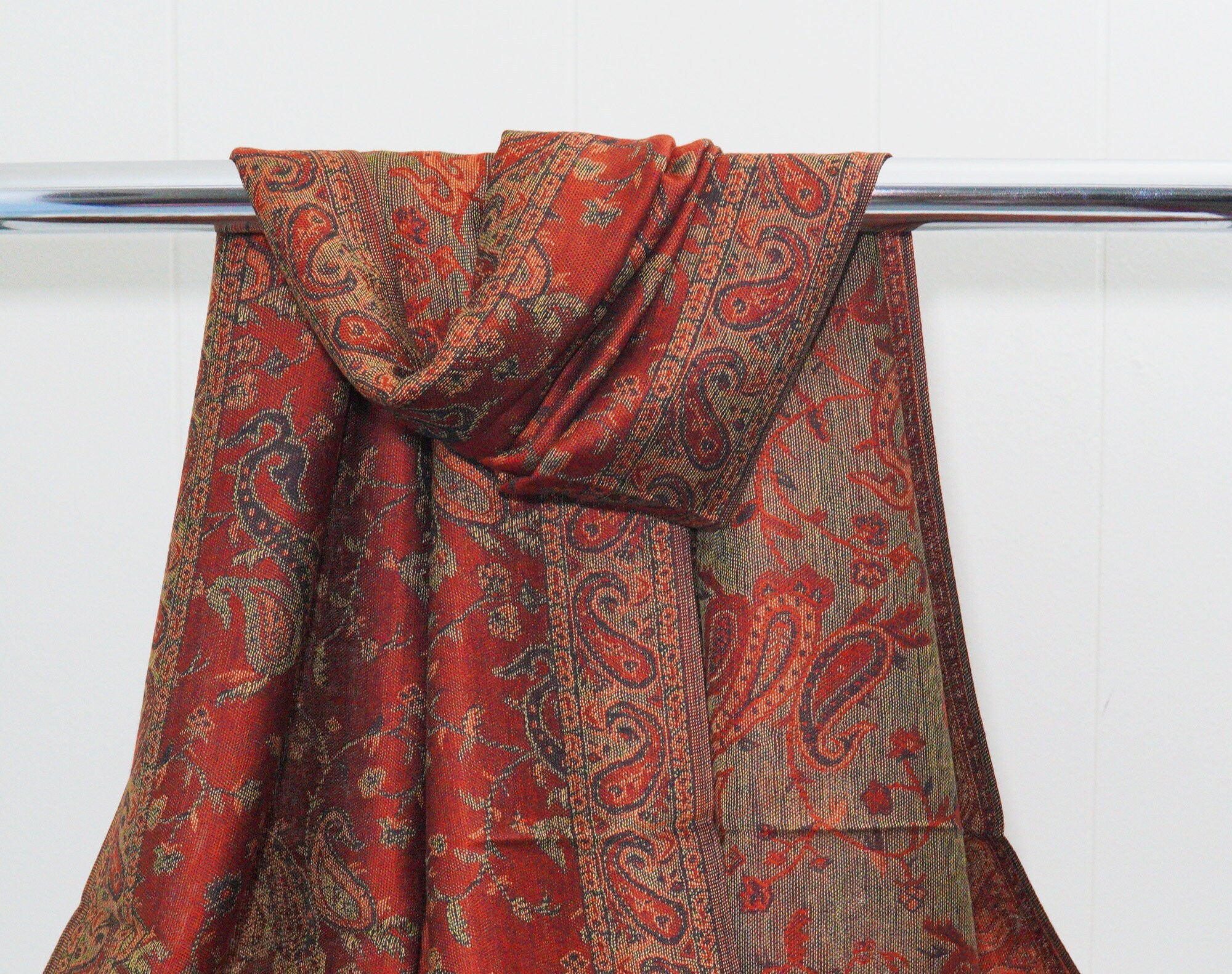 ★HILLDA★ Bohemian Paisley Scarf Bohemian Paisley Print Soft Scarf – Lightweight Long Shawl