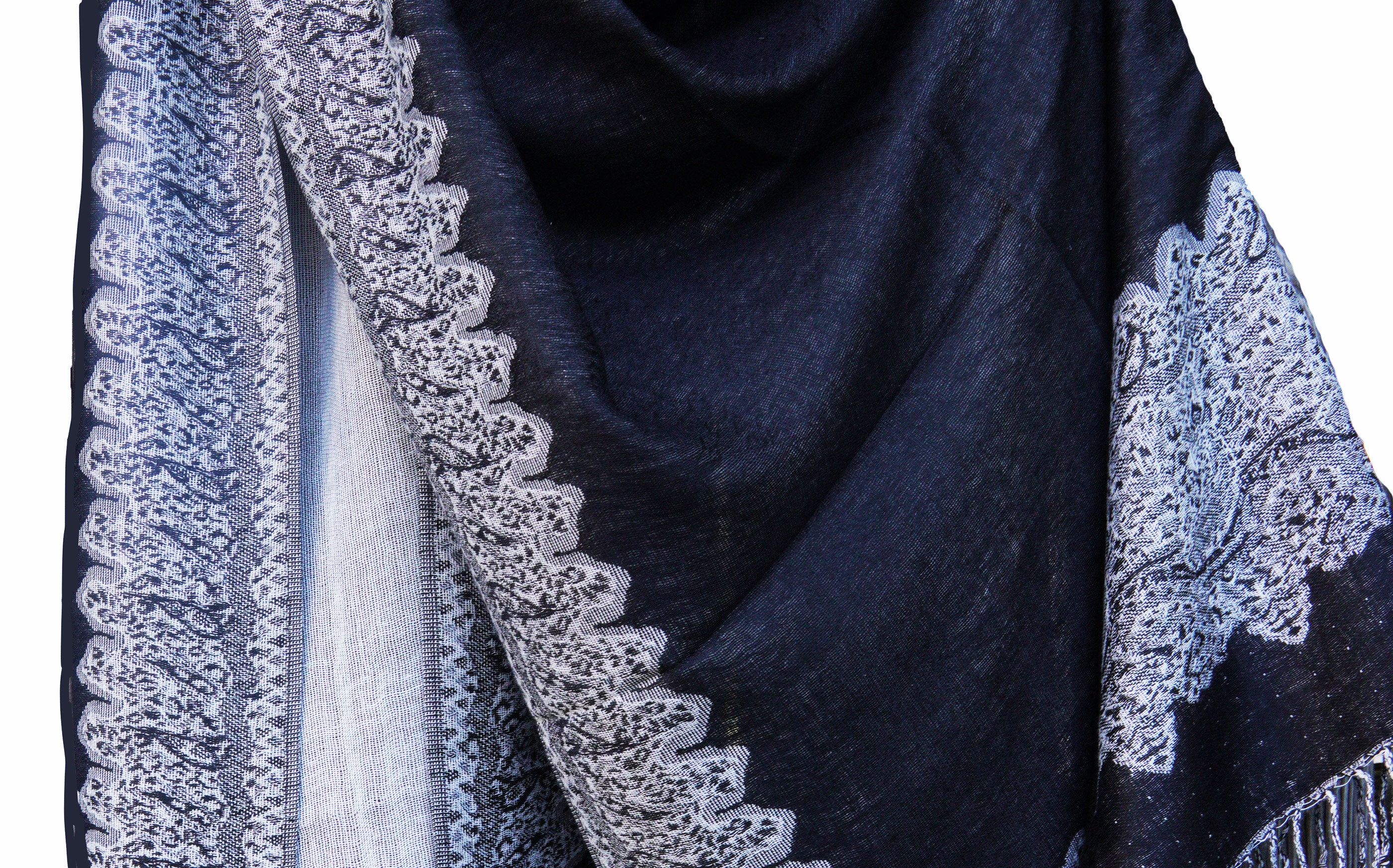 Pashmina Scarf Ladies Shawl Women Wrap Black White Stole Etsy