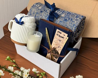 Hygge Gift Box for Women | Cozy Self Care Package with Pashmina Scarf | Relaxation Gift for Her | Birthday Basket, Holiday Gift Idea