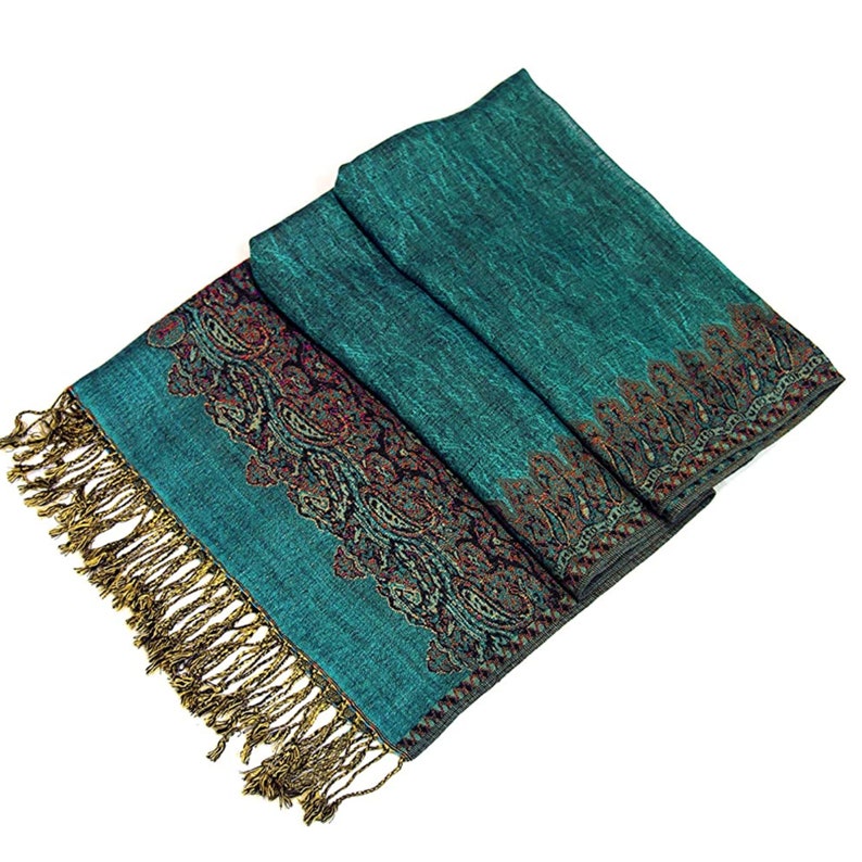 Festival Pashmina Scarf Kelly Green Paisley Scarves for - Etsy