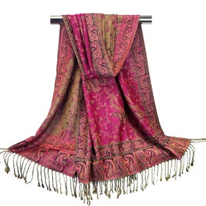 Bright Pink Scarf for Women | Reversible Pashmina Head Wrap | Rave Scarf | Wedding Guest Shawl | Gift for Bridal Party