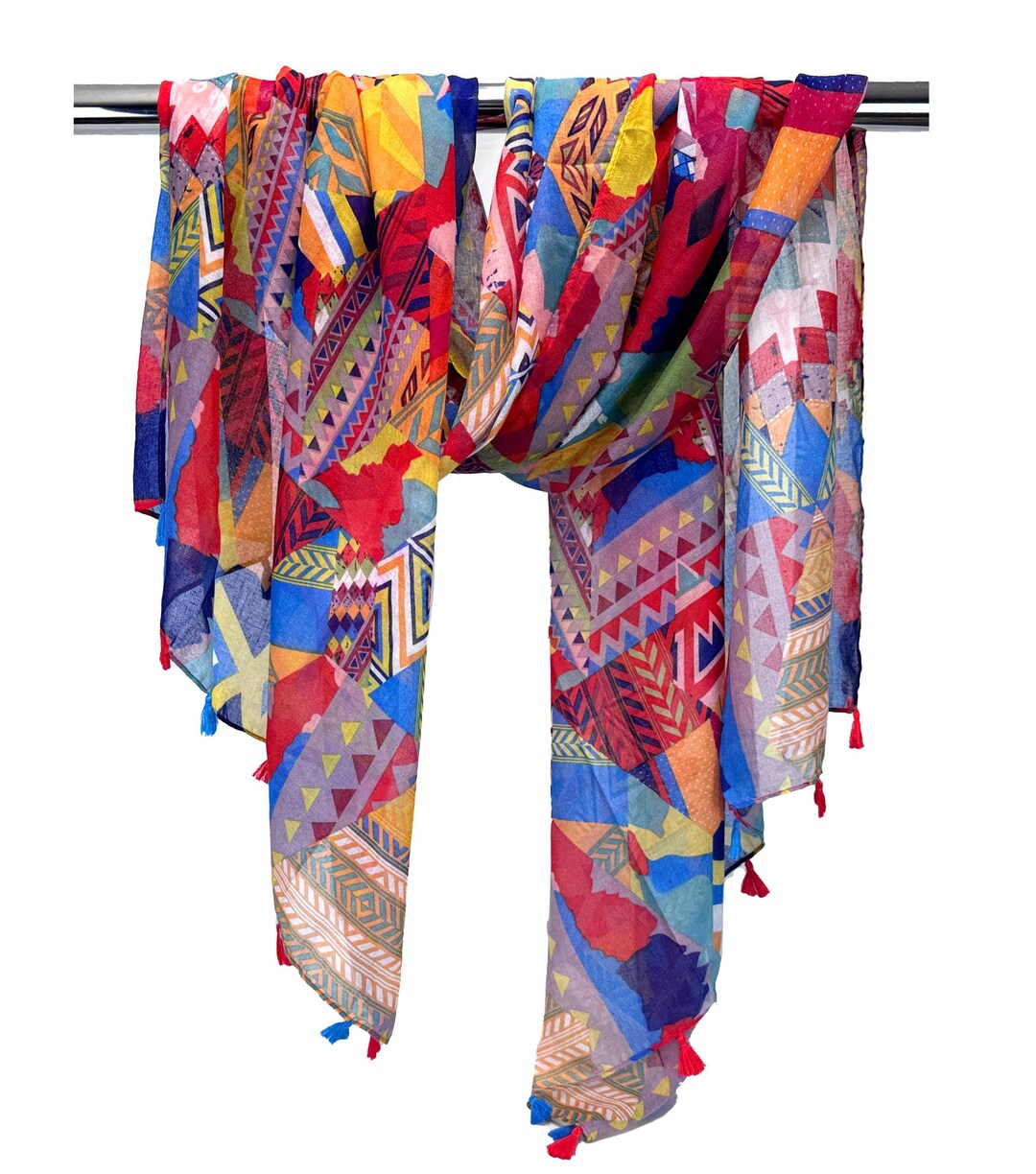 Bright Rainbow Color Summer Scarf | Red Blue Scarf Fashion Accessories ...