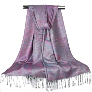 Pink Purple Sparkling Pashmina Scarf for Women | Lightweight Festival Scarf | Party Wear Shawls | Mother's Day Gift | Bridesmaid Shawl