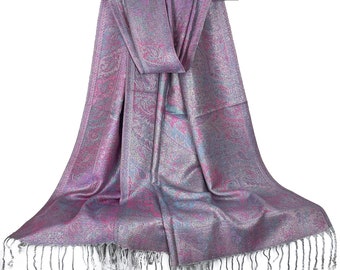 Pink Purple Sparkling Pashmina Scarf for Women | Lightweight Festival Scarf | Party Wear Shawls | Mother's Day Gift | Bridesmaid Shawl