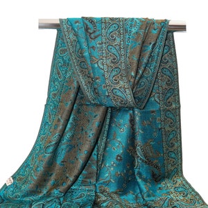 Pashmina Scarf for Women Indian Paisley Shawl Teal Blue Head - Etsy
