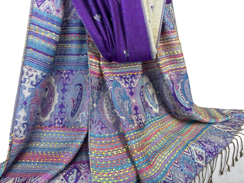 Burgundy Scarf | Reversible Winter Shawl Wrap for Women, Holiday Gift Idea, Blue, Brown Scarves, Warm Cozy Long Stoles Bild 19