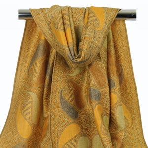 Golden Yellow Paisley Pashmina Scarf – Mother’s Day Gift | Lightweight Wedding Shawl for Bridesmaids | Boho Fashion Wrap – Women Head Wrap