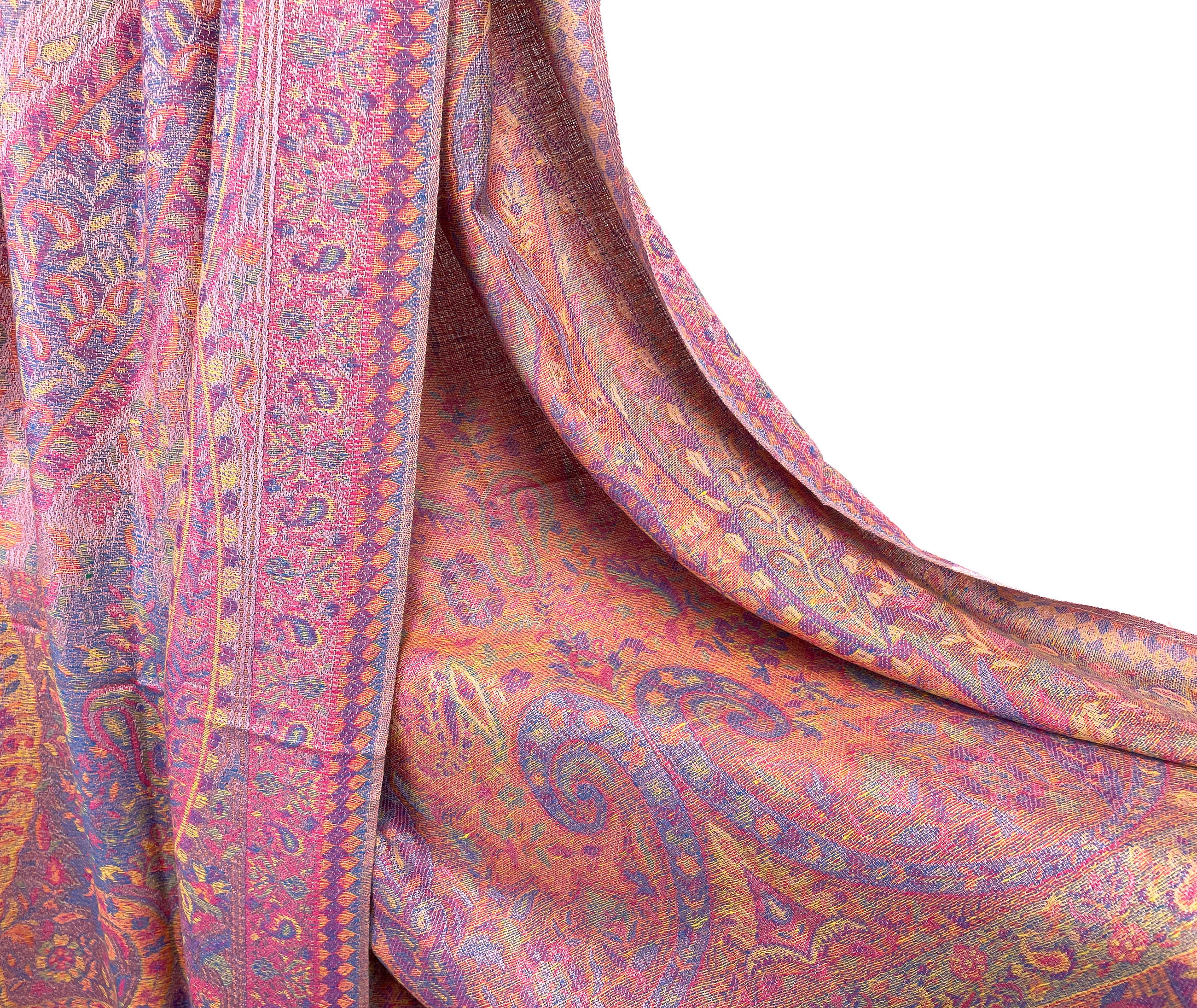 Pink Paisley Pashmina Scarf | Festival Rave Shawl Bohemian
