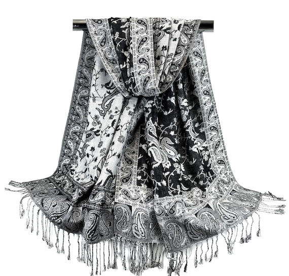 Pashmina Wrap Shawl Scarf Plain Black Color PSH007 - Yangtze Store