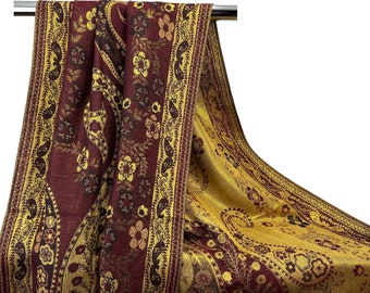 Burgundy & Gold Festival Scarves for Women Reversible Shiny Glitter Shawls and Wraps, Wedding Party Wear Rave Pashmina Dark Red Winter Scarf