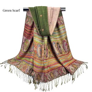 Burgundy Scarf | Reversible Winter Shawl Wrap for Women, Holiday Gift Idea, Blue, Brown Scarves, Warm Cozy Long Stoles Green Scarf