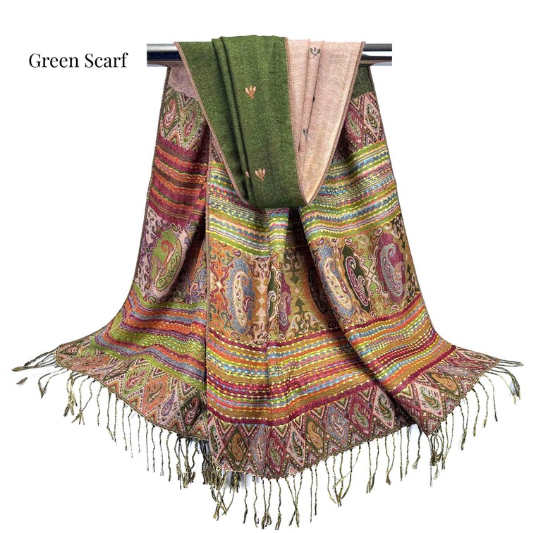 Burgundy Scarf | Reversible Winter Shawl Wrap for Women, Holiday Gift Idea, Blue, Brown Scarves, Warm Cozy Long Stoles Green Scarf