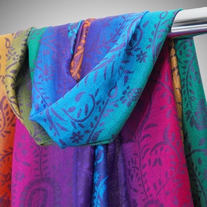 Rainbow Paisley Pashmina Scarf | Women Shawls & Wraps | Festival Shawl Trendy Gifts for Women | Wedding Accessories | Rave Pashmina Wraps