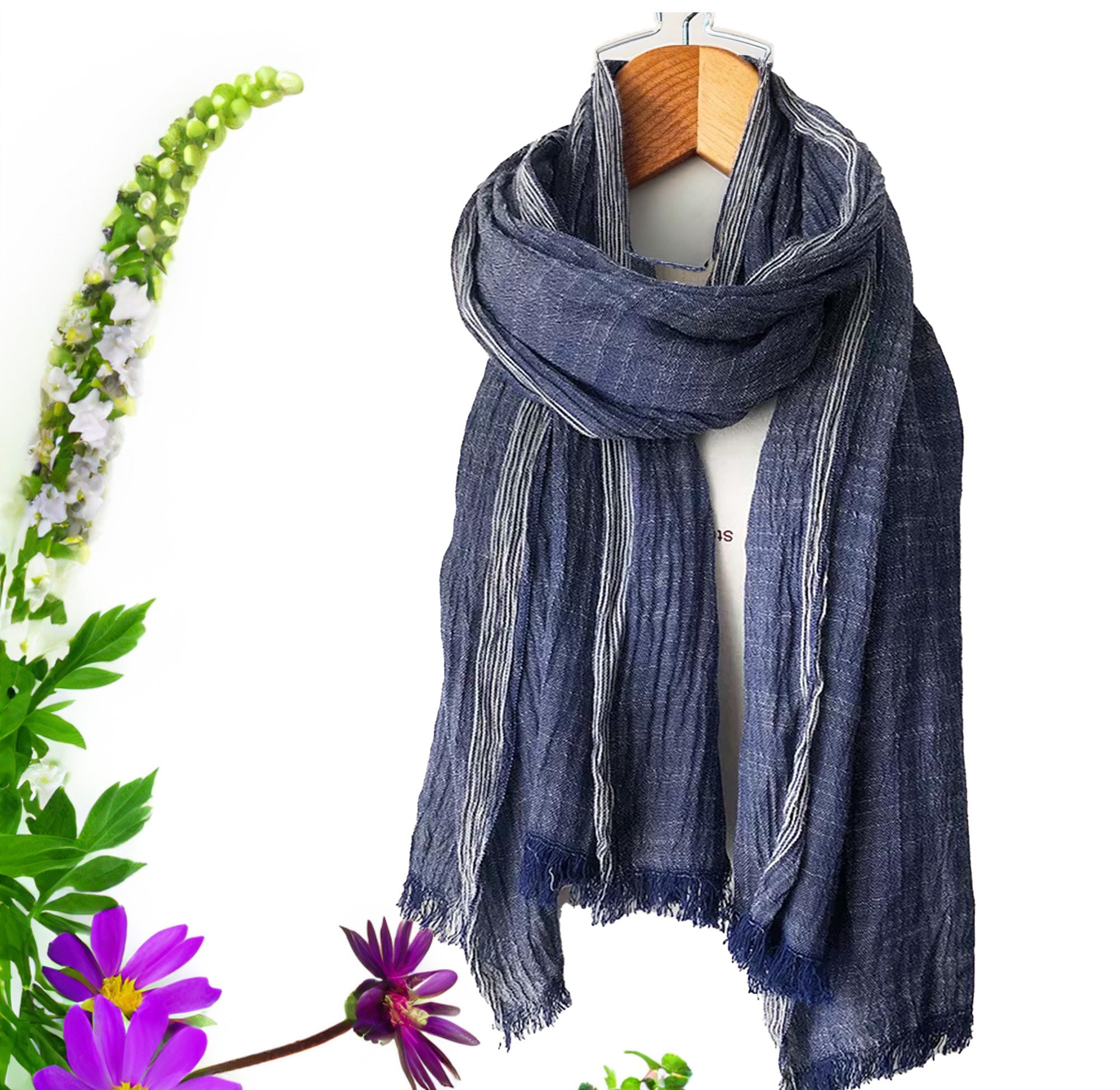 特価 Stole Cotton Blue - Etsy 小物