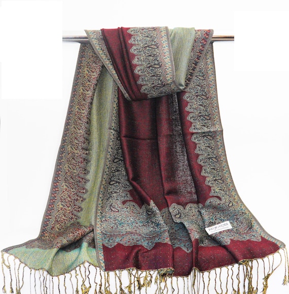Pashmina Scarf Winter Shawls Grape Wine Women Wraps Maroon Stole  Reversible Wedding Festival Scarf Christmas Gift Boho Chic Style Bohemian