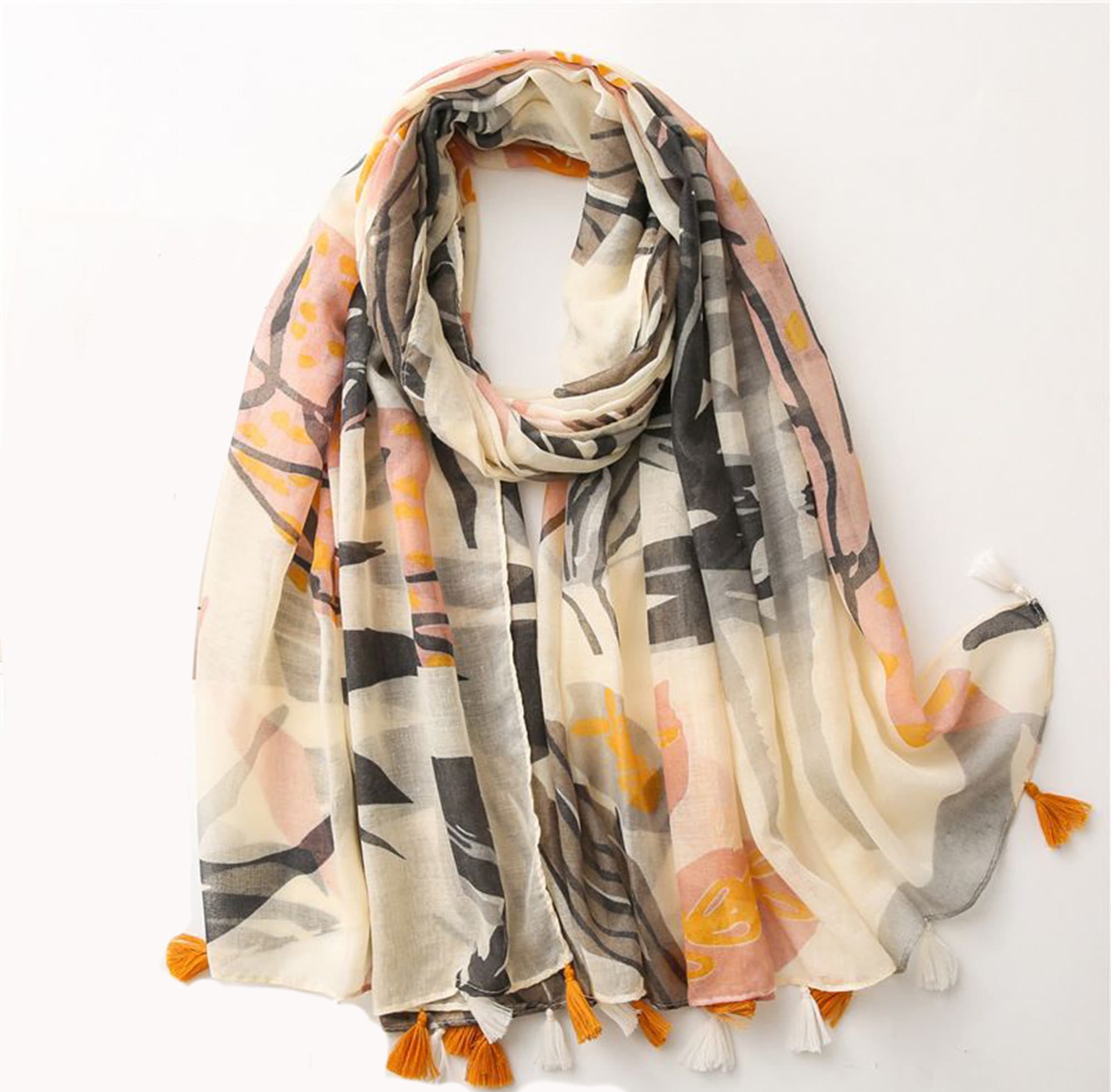 Orange Floral Silk Scarf, Fashion & Accessories