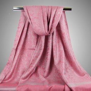 Silk Pashmina Scarves for Women | Long Cozy Pastel Pink Shawls Head Covers Winter Wraps | Bridesmaid Christmas Gift Boho Chic Scarf Hippie