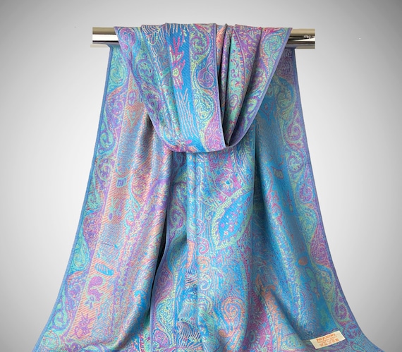 Blue and Purple Pashmina Scarf | Festival Scarf | Wedding