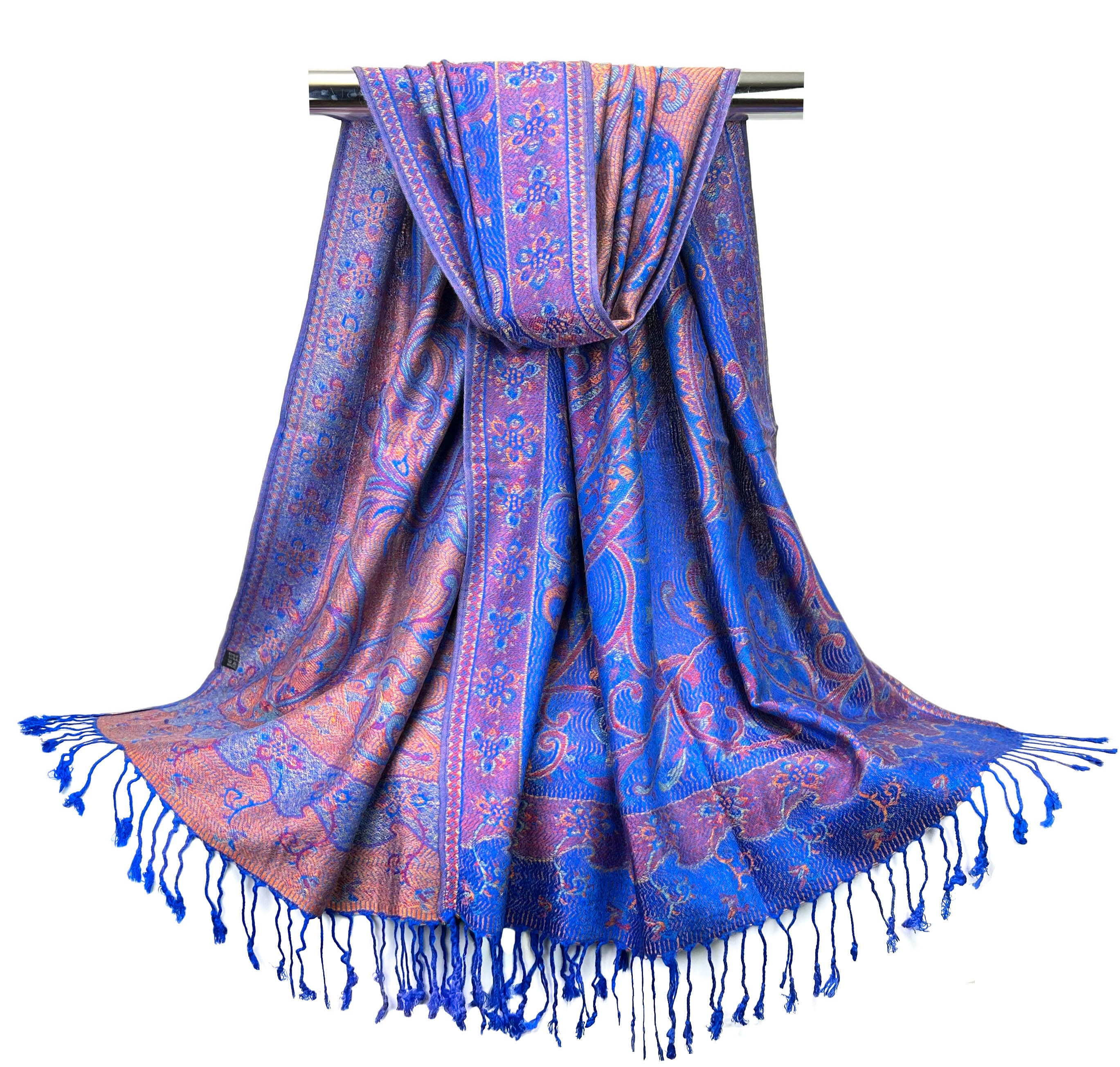 Royal Blue Paisley Pashmina Scarves | Festival Scarf