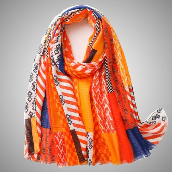 Bright Color Summer Scarf | Rave Festival Shawl | Spring Summer 2024 Fashion Trends | Travel Shawls Women Hair Wrap Bohemian Stole Cover Up