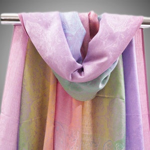 Rainbow Pashmina Shawl for Women | Boho Chic Head Cover in Pastel Pink | Festival Gifts for Her