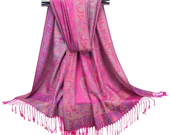 Multicolored Floral Pashmina Scarf | Bohemian Blue & Purple Shawl |  | Festival Shawls and Wraps Rave Accessories Unique Gift for Friends