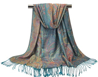 Reversible Paisley Pashmina Shawls & Scarves for Women | Vintage Style Festival Scarf Rave Pashmina | Traditional Indian Shawl | Head Wraps