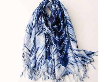 Blue White Tone Floral Flower Print Fashion Neck Scarf Head Wrap Accessories Blue White Tone Floral Flower Print Fashion Neck Scarf Head Wrap Accessories
